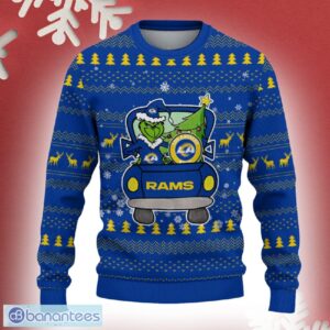Los Angeles Rams Grinch Driving Funny 3D Ugly Christmas Sweater For Men Women - Los Angeles Rams Christmas Sweater Grinch Driving Photo 2