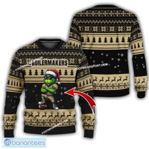 NCAA Purdue Boilermakers Grinch Football Ugly Sweater Gift For Christmas - NCAA Purdue Boilermakers New Grinch Ugly Christmas Sweater Photo 1