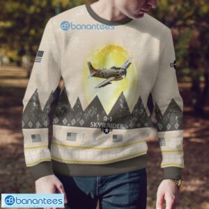 A-1 Skyraider A1 All Printed Aircraft Moonlight Ugly Christmas Sweater Christmas Gift Product Photo 3