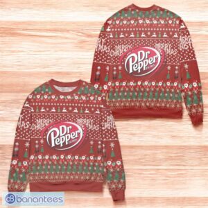 Dr. Pepper Reindeer &amp Pine Tree Pattern Ugly Christmas Sweater Red Product Photo 1