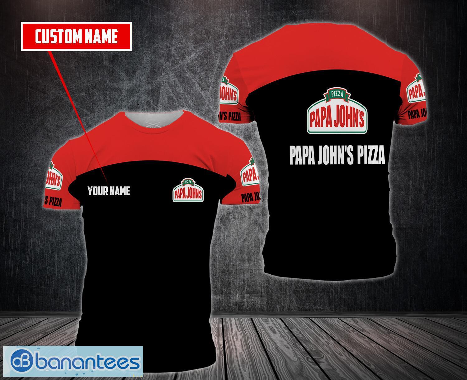 3d all over printed papa johns pizza aop 3d t shirt for men and women custom name image 3D All Over Printed papa john's pizza AOP 3D T shirt For Men And Women Custom Name Product Photo