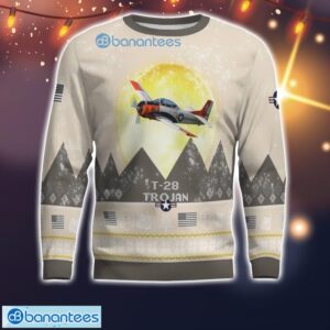 T-28 Trojan T28 All Printed Aircraft Moonlight Ugly Christmas Sweater Product Photo 2