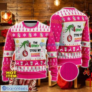 Grinch Stole Dunkin Donuts AOP Ugly Christmas Sweater Christmas Gift Gift For Family Product Photo 1