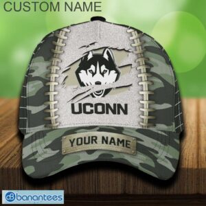 Uconn Huskies 3D Hat And Cap Beach Design Camo Green For Fans Gift Custom Name - Uconn Huskies 3D Hat And Cap Camo_1