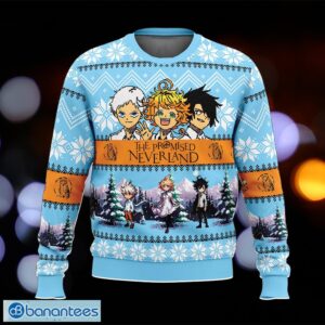 White Christmas The Promised Neverland Woven Ugly Xmas Sweater Gift For Men And Women - White Christmas The Promised Neverland Ugly Christmas Sweater Photo_1