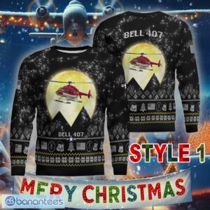 Aircraft Moonight Bell 407 Knitted Christmas Sweater AOP Gift For Men And Women - Bell 407 Aircraft Moonlight Ugly Christmas Sweater_6