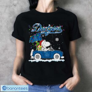 Los Angeles Dodgers Snoopy And Woodstock Driving Car Cute Snoopy Limited Edition Shirt - Ladies T-Shirt