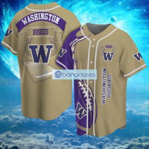 NCAA Washington Huskies Logo Design Fire Ball Baseball Jersey Shirt Full Print Product Photo 1