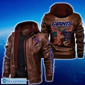 New York Giants NFL Eagle 2D Leather Jacket Black And Brown Color - New York Giants NFL Eagle Leather Jacket_2