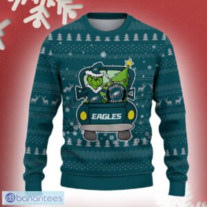 Philadelphia Eagles Grinch Driving Funny 3D Ugly Christmas Sweater For Men Women - Philadelphia Eagles Christmas Sweater Grinch Driving Photo 2