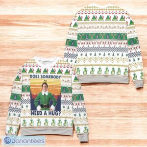 Elf Does Somebody Need A Hug Ugly Christmas Sweater White Product Photo 1