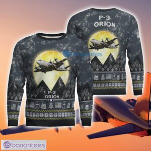 P-3 Orion P3 3D Aircraft Moonlight Grey Ugly Christmas Sweater For Fans Product Photo 1