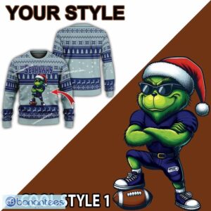 NFL Seattle Seahawks Grinch Football Ugly Sweater Gift For Christmas - NFL Seattle Seahawks New Grinch Ugly Christmas Sweater Photo 2