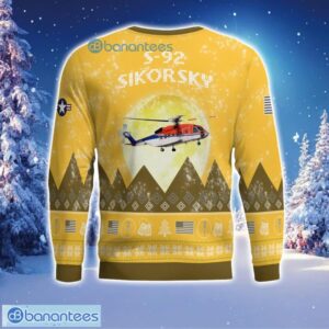Sikorsky S-92 S92 Aircraft Moonlight 3D Print Ugly Christmas Sweater Christmas Gift Yellow Color Sweater Product Photo 3
