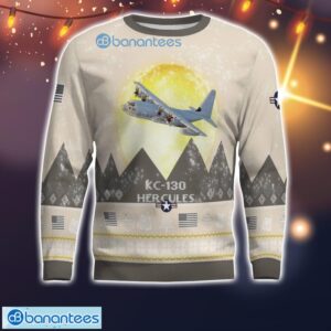 KC-130 Hercules KC130 All Printed Aircraft Moonlight Ugly Christmas Sweater Christmas Gift Product Photo 2
