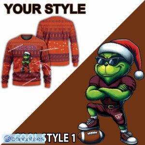 NCAA Virginia Tech Hokies Grinch Style Knitted Christmas Sweater Gift For Adult - NCAA Virginia Tech Hokies New Grinch Ugly Christmas Sweater Photo 2