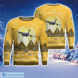 C-17 Globemaster III C17 Aircraft Moonlight 3D Print Ugly Christmas Sweater Christmas Gift Yellow Color Sweater Product Photo 1
