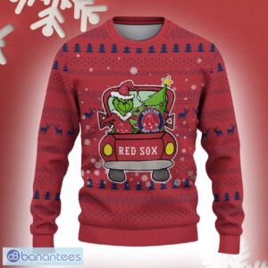 Boston Red Sox Grinch Driving Funny 3D Ugly Christmas Sweater For Men Women - Boston Red Sox Christmas Sweater Grinch Driving Photo 2