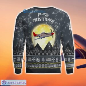 P-51 Mustang P51 3D Aircraft Moonlight Grey Ugly Christmas Sweater For Fans Product Photo 3