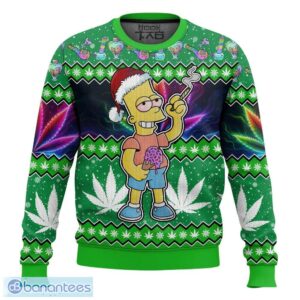 The Simpsons family Brat chilling 420 Limited Edition Xmas Ugly Sweater AOP Gift For Men And Women - The Simpsons family Brat chilling 420 Ugly Chritsmas Sweater Photo 1