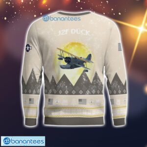Grumman J2F Duck All Printed Aircraft Moonlight Ugly Christmas Sweater Christmas Gift Product Photo 3