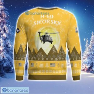 Sikorsky H-60 H60 Aircraft Moonlight 3D Print Ugly Christmas Sweater Christmas Gift Yellow Color Sweater Product Photo 3