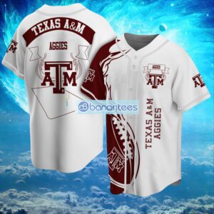 NCAA Texas A&M Aggies Logo Design Fire Ball Baseball Jersey Shirt Full Print Product Photo 1