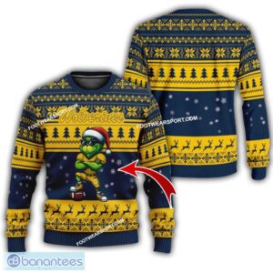 NCAA Michigan Wolverines Grinch Style Knitted Christmas Sweater Gift For Adult - NCAA Michigan Wolverines New Grinch Ugly Christmas Sweater Photo 1