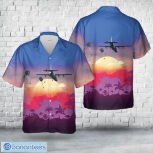 British Army Paratroopers with 16 Air Assault Brigade jump from a Royal Air Force Hercules aircraft over Salisbury Plain 3D Hawaiian Shirt Beach Team Gift Product Photo 1
