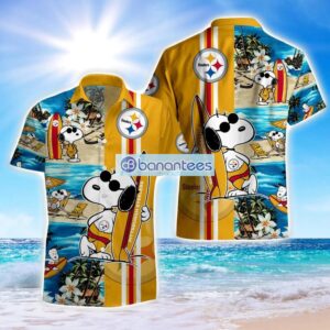 Personalized Name Summer Snoopy NFL Pittsburgh Steelers Football Hawaiian Shirt Product Photo 1