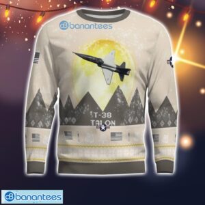 T-38 Talon T38 All Printed Aircraft Moonlight Ugly Christmas Sweater Product Photo 2