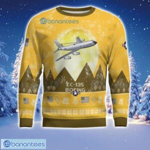 Boeing EC-135 EC135 Aircraft Moonlight 3D Print Ugly Christmas Sweater Christmas Gift Yellow Color Sweater Product Photo 2