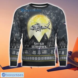 SH-60 Seahawk SH60 3D Aircraft Moonlight Grey Ugly Christmas Sweater For Fans Product Photo 2