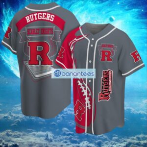 NCAA Rutgers Scarlet Knights Logo Design Fire Ball Baseball Jersey Shirt Full Print Product Photo 1