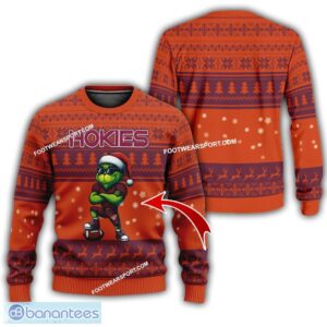 NCAA Virginia Tech Hokies Grinch Style Knitted Christmas Sweater Gift For Adult - NCAA Virginia Tech Hokies New Grinch Ugly Christmas Sweater Photo 1