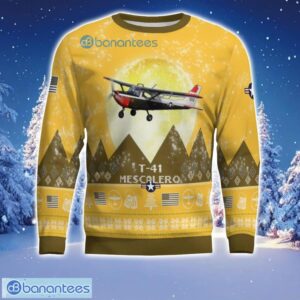 T-41 Mescalero T41 Aircraft Moonlight 3D Print Ugly Christmas Sweater Christmas Gift Yellow Color Sweater Product Photo 2