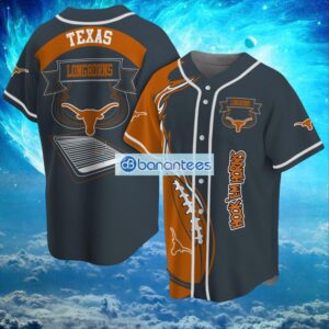NCAA Texas Longhorns Logo Design Fire Ball Baseball Jersey Shirt Full Print Product Photo 1