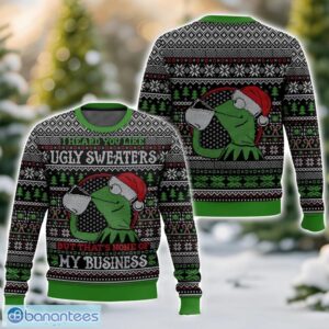 Kermit the Frog None of my Business Christmas Ugly Christmas Sweater 3D All Printed Sweater Christmas Gift Product Photo 1