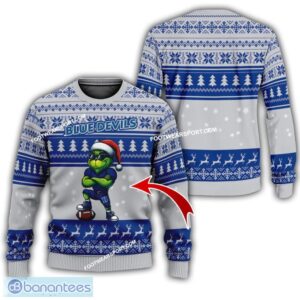 NCAA Duke Blue Devils Grinch Style Knitted Christmas 3D Sweater Gift For Adult - NCAA Duke Blue Devils New Grinch Ugly Christmas Sweater Photo 1