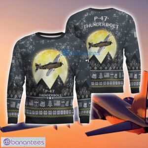 P-47 Thunderbolt P47 3D Aircraft Moonlight Grey Ugly Christmas Sweater For Fans Product Photo 1