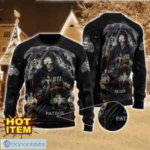 Patron Tequila Death Halloween All Over Print Sweater Halloween Gift For men And Women Product Photo 1