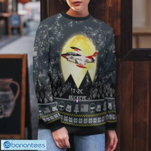 T-2C Buckeye T2C 3D Aircraft Moonlight Grey Ugly Christmas Sweater For Fans Product Photo 5