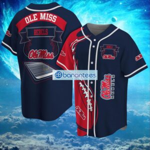 NCAA Ole Miss Rebels Logo Design Fire Ball Baseball Jersey Shirt Full Print Product Photo 1