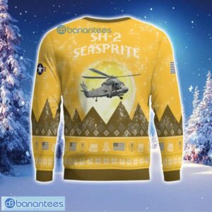 SH-2 Seasprite SH2 Aircraft Moonlight 3D Print Ugly Christmas Sweater Christmas Gift Yellow Color Sweater Product Photo 3