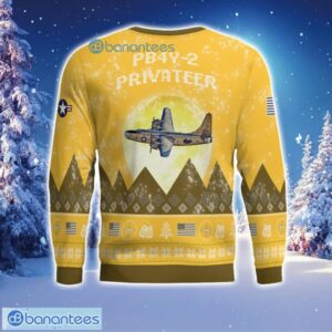 PB4Y-2 Privateer PB4Y2 Aircraft Moonlight 3D Print Ugly Christmas Sweater Christmas Gift Yellow Color Sweater Product Photo 3