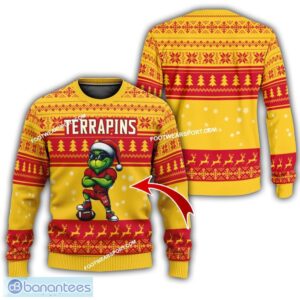 NCAA Maryland Terrapins Grinch Football Knitted 3D Sweater Gift For Christmas - NCAA Maryland Terrapins New Grinch Ugly Christmas Sweater Photo 1