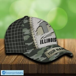 Illinois Fighting Illini 3D Hat And Cap Beach Design Camo Green For Fans Gift Custom Name - Illinois Fighting Illini 3D Hat And Cap Camo_4