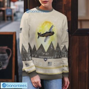 P-47 Thunderbolt P47 All Printed Aircraft Moonlight Ugly Christmas Sweater Product Photo 5