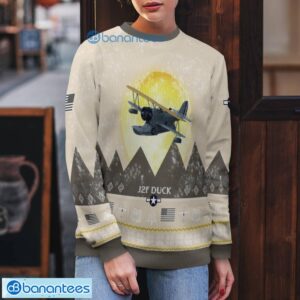 Grumman J2F Duck All Printed Aircraft Moonlight Ugly Christmas Sweater Christmas Gift Product Photo 5