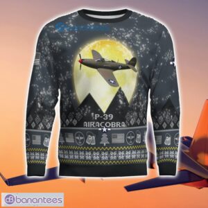 P-39 Airacobra P39 3D Aircraft Moonlight Grey Ugly Christmas Sweater For Fans Product Photo 2